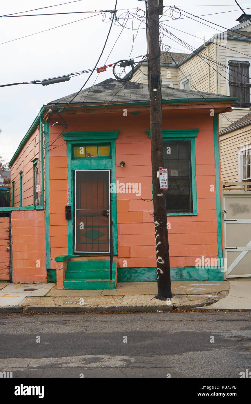 Old shotgun house in New Orleans, Louisiana. Stock Photo