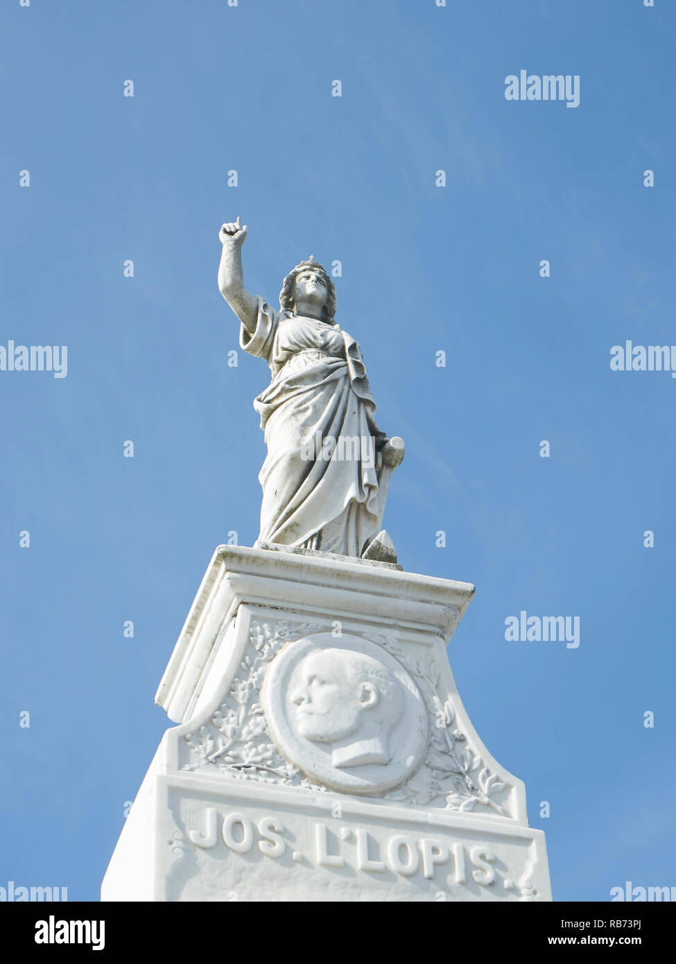 Statue on top of tombstone, St. Louis Cemetery, New Orleans, Louisiana. Stock Photo