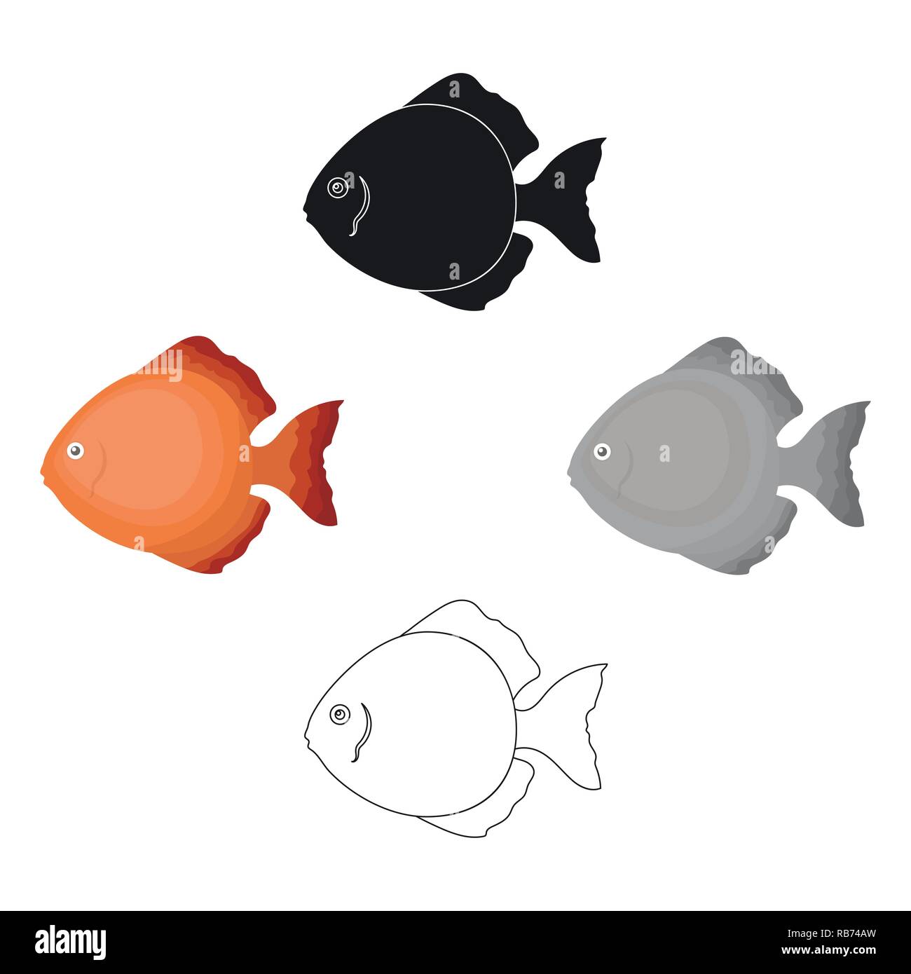 Discus fish icon cartoon. Singe aquarium fish icon from the sea,ocean life . Stock Vector