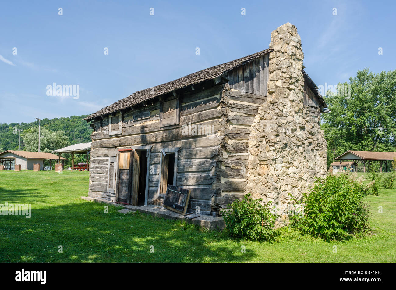 Log Cabin Heritage Park Stock Photo