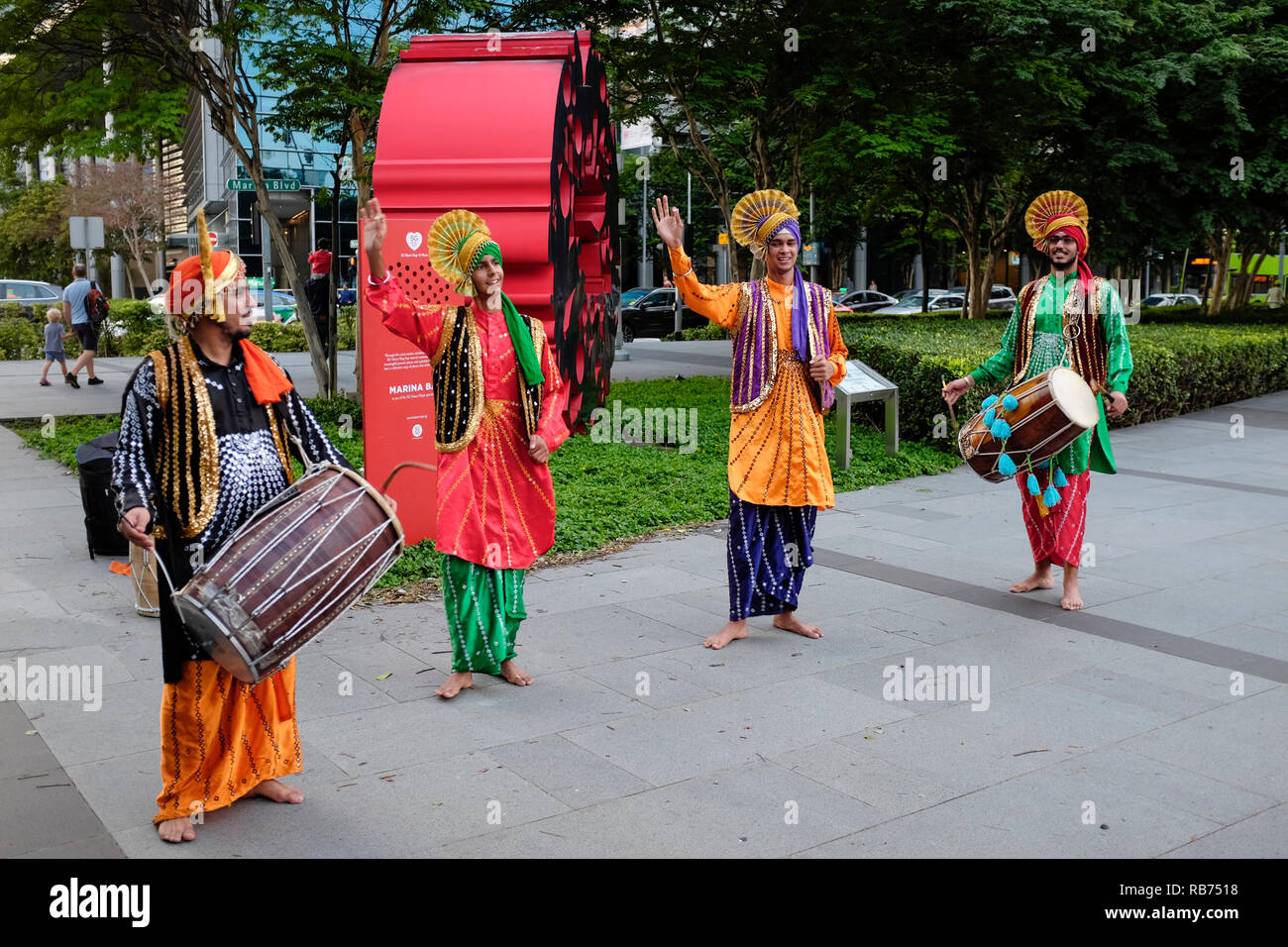 Indian Band performing in Marina Bay, Singapore, Asia Stock Photo - Alamy