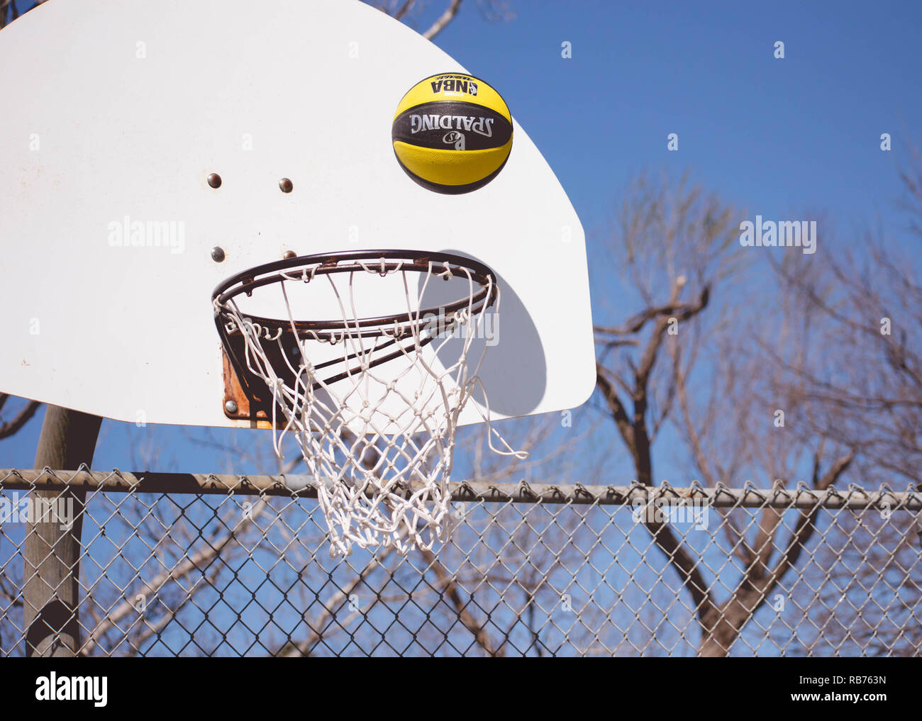 Basketball being shot Stock Photo - Alamy