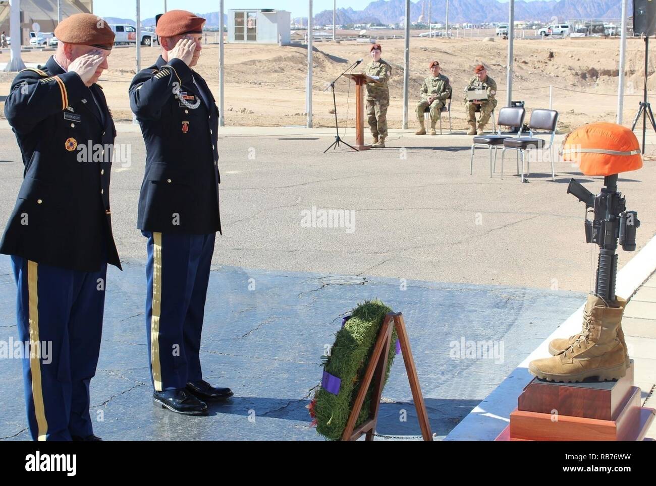 Task Force Sinai hosts the Gander Remembrance Ceremony in Sharm el Sheik, Egypt, December 12 to commemorates the the men and women who lost their lives at Gander International Airport, Newfoundland, Canada 31 years ago. The men and women aboard Arrow Air flight 1285 were on their way home to Fort Campbell, Kentucky to celebrate both the holidays and the close of a successful participation in the Sinai peacekeeping mission in the Sinai when their plane crashed taking the lives of all personnel on board. ( Stock Photo