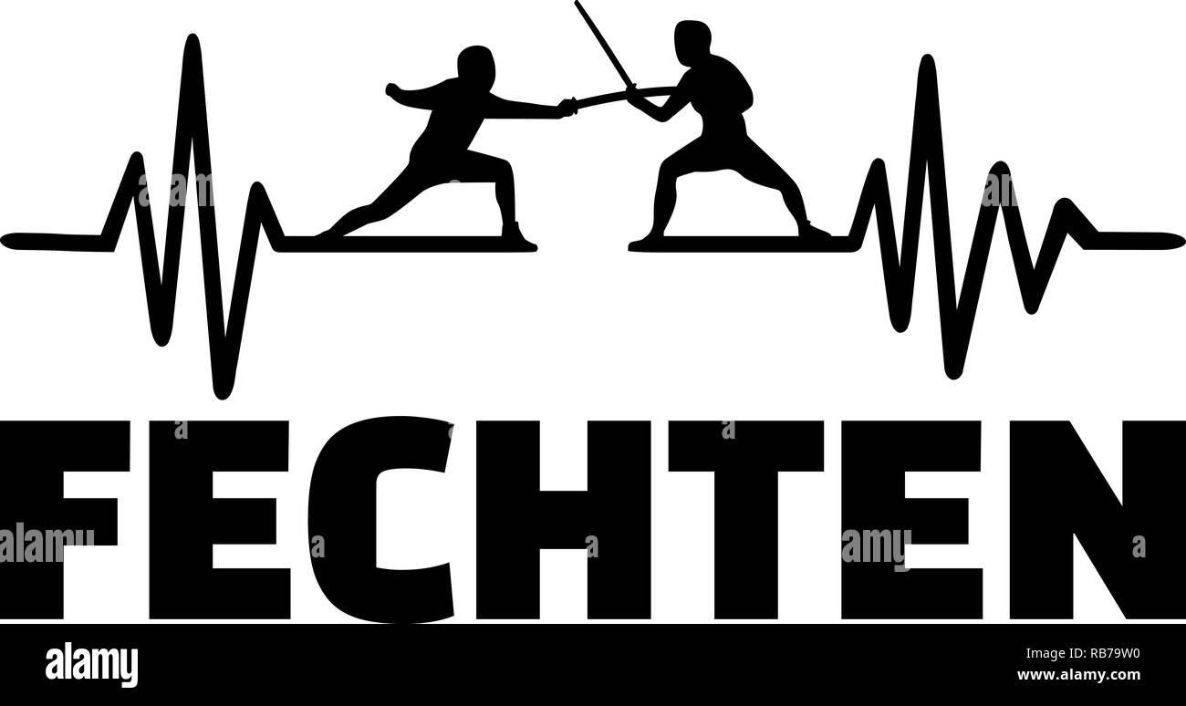 Heartbeat pulse line with two fencer Stock Photo