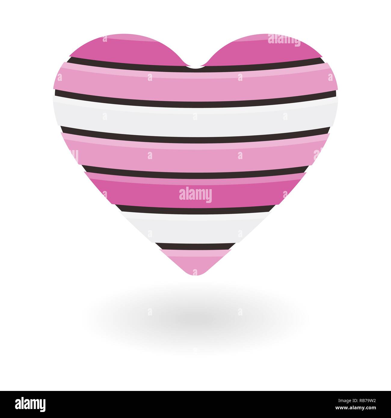 Wooden pink heart isolated on white background, vector illustration ...