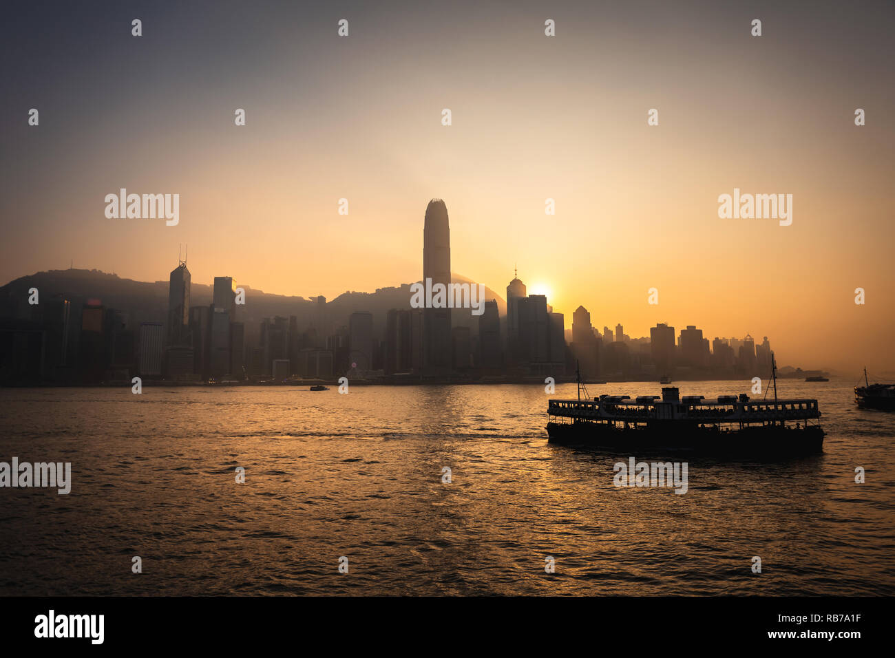 Hong Kong Victoria Harbour view with sunset Stock Photo - Alamy
