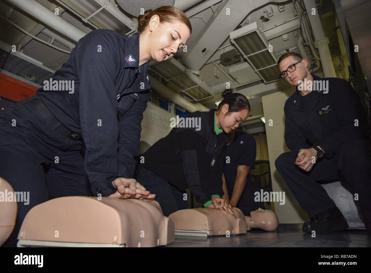 RED SEA (Dec. 1, 2016) Sailors practice cardio-pulmonary resuscitation ...