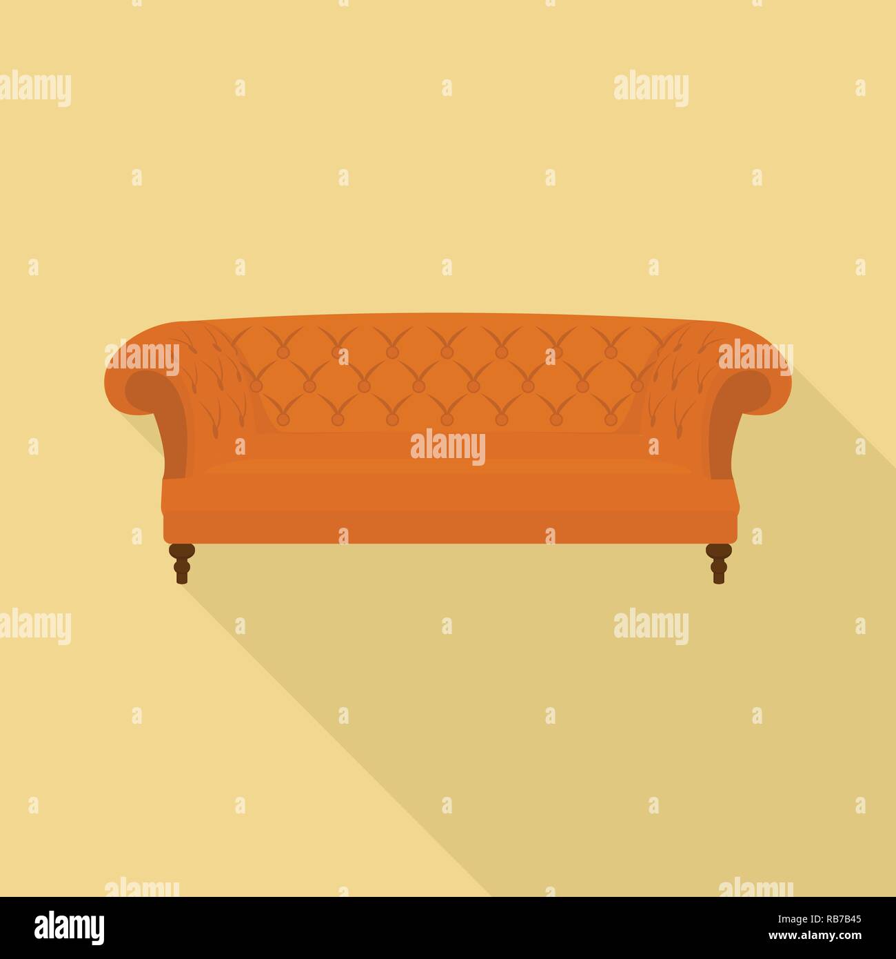 Leather sofa icon, flat style Stock Vector