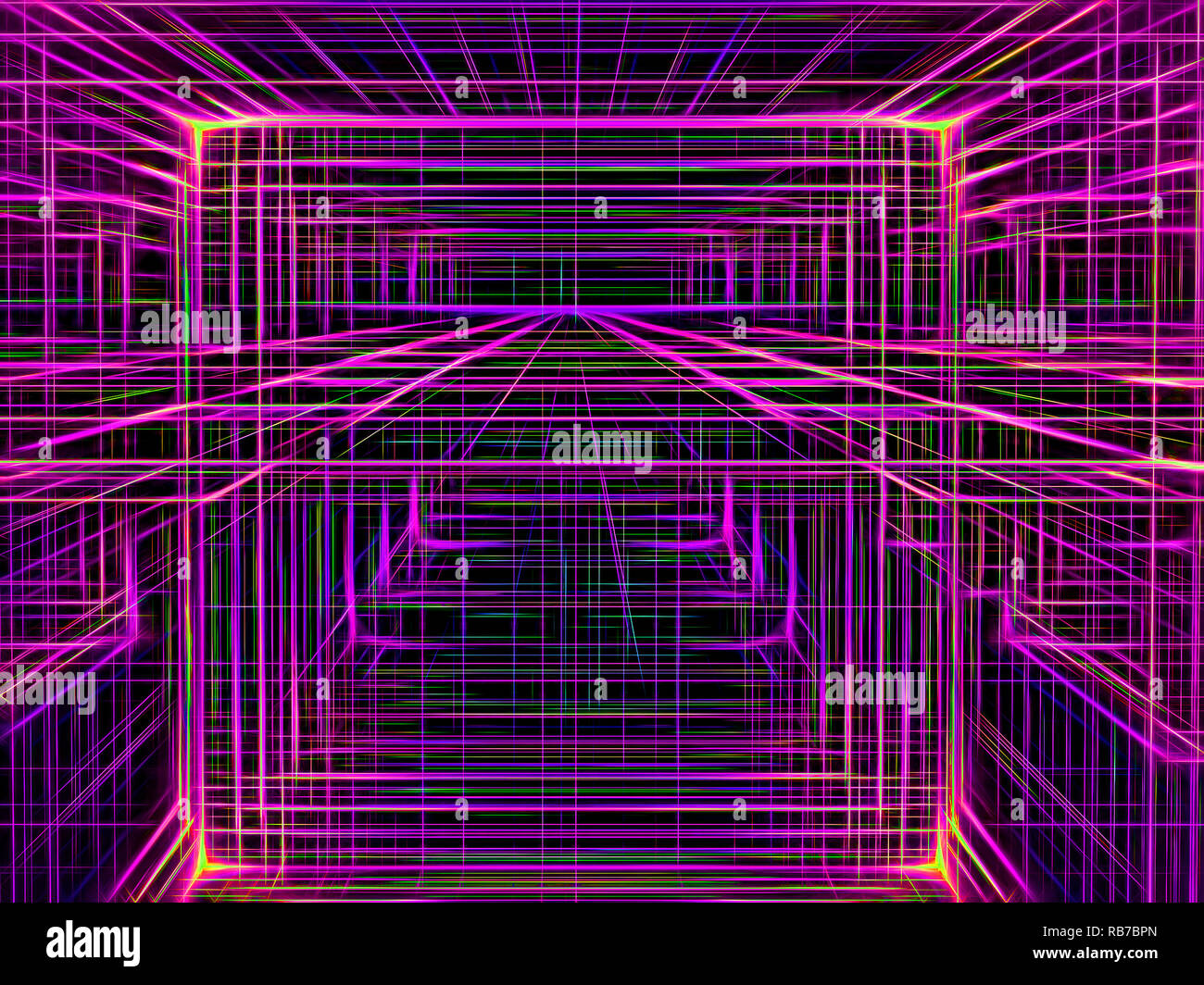Abstract neon glowing background - tunnel or portal - digitally Stock ...