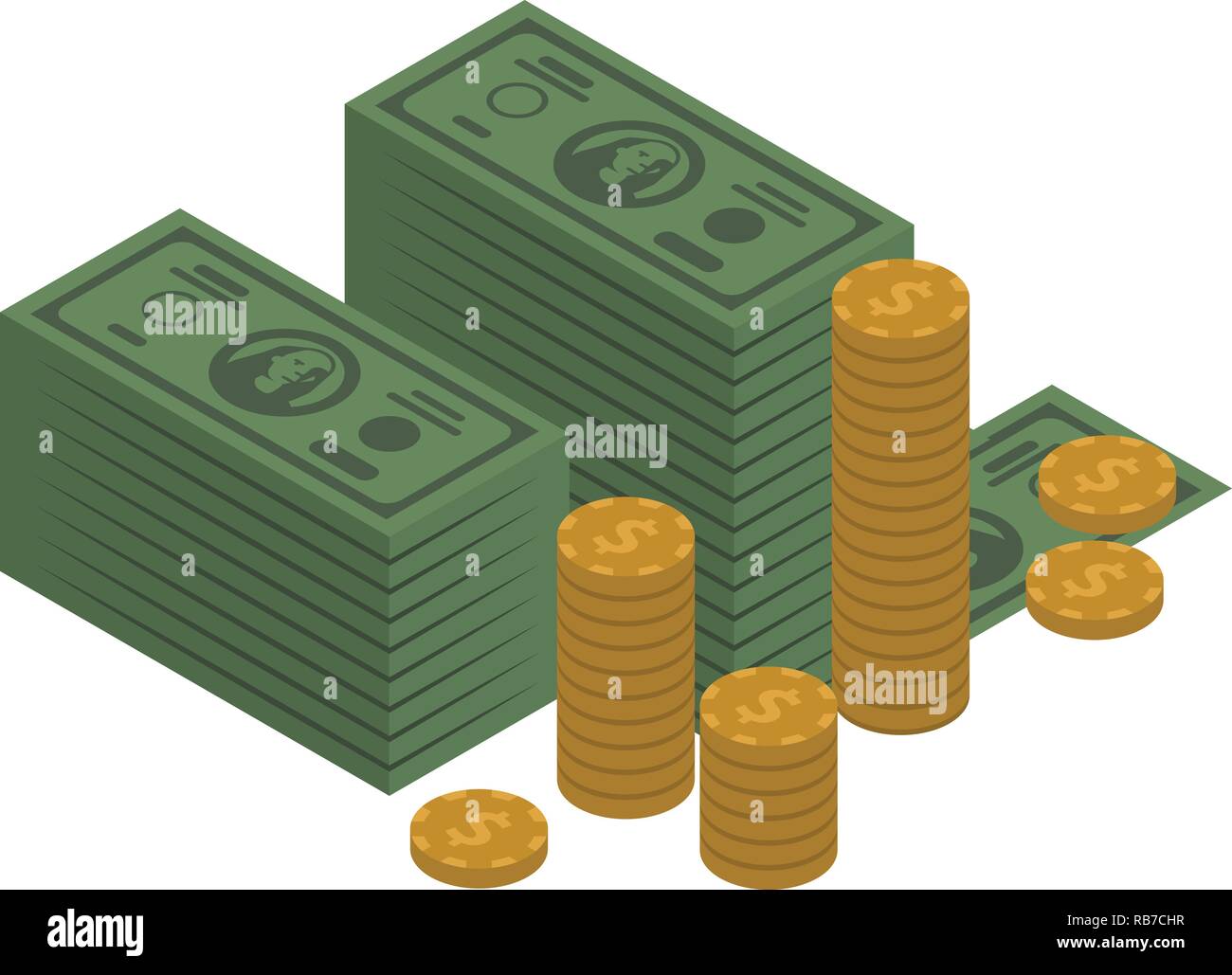 Money banknote and coin icon, isometric style Stock Vector Image & Art ...