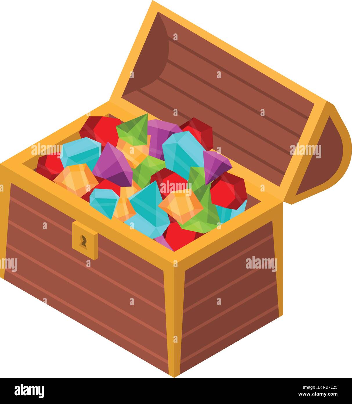Gemstone treasure box icon, isometric style Stock Vector