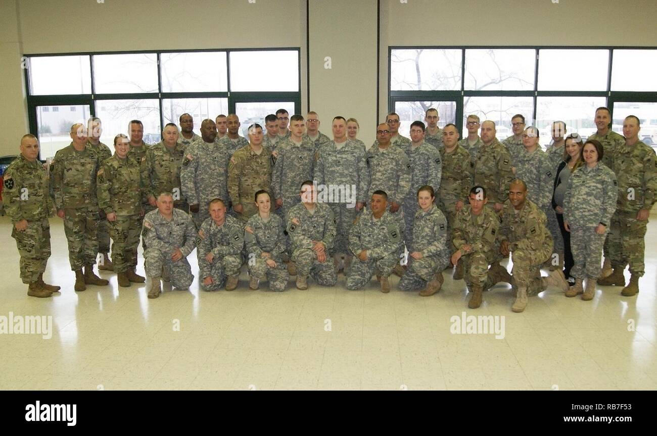 Soldiers of the 3rd Battalion, 399th Regiment pose together at their