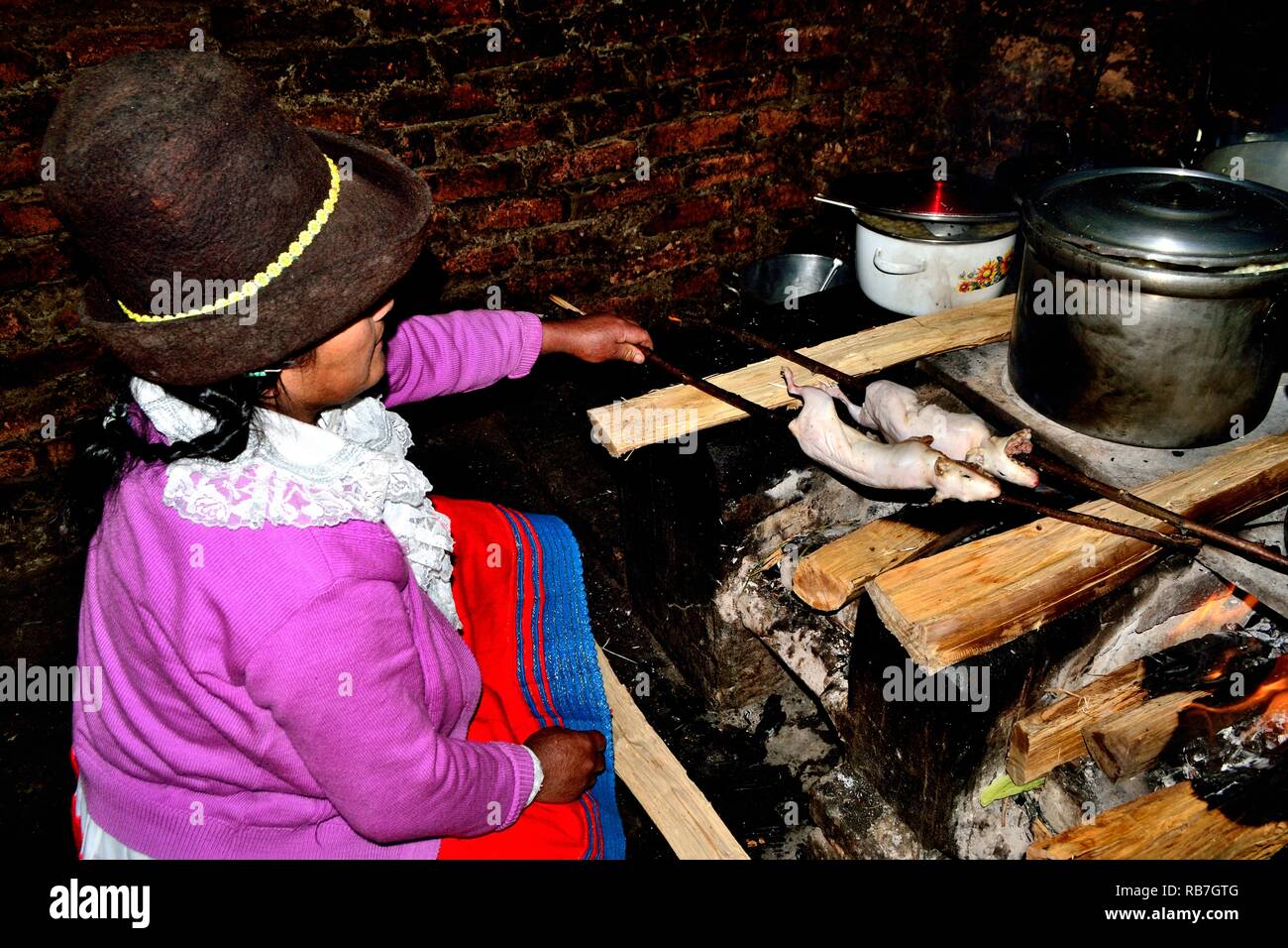 Grilled Cuy - Peasant community restaurant - Llanganuco lagoons  - National park HUASCARAN. Department of Ancash.PERU             Stock Photo