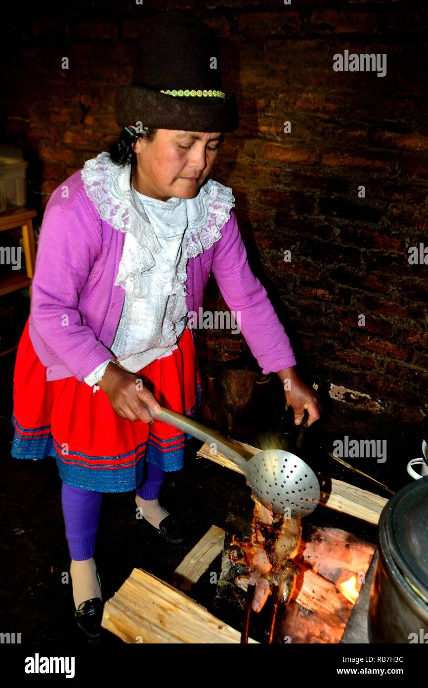 Grilled Cuy - Peasant community restaurant - Llanganuco lagoons  - National park HUASCARAN. Department of Ancash.PERU             Stock Photo