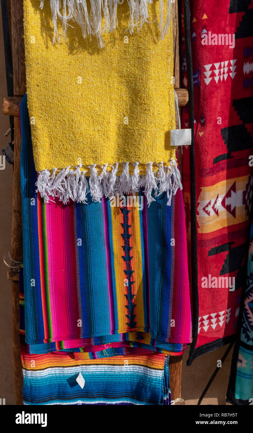 Native American blankets for sale at Old Town Albuquerque, New Mexican