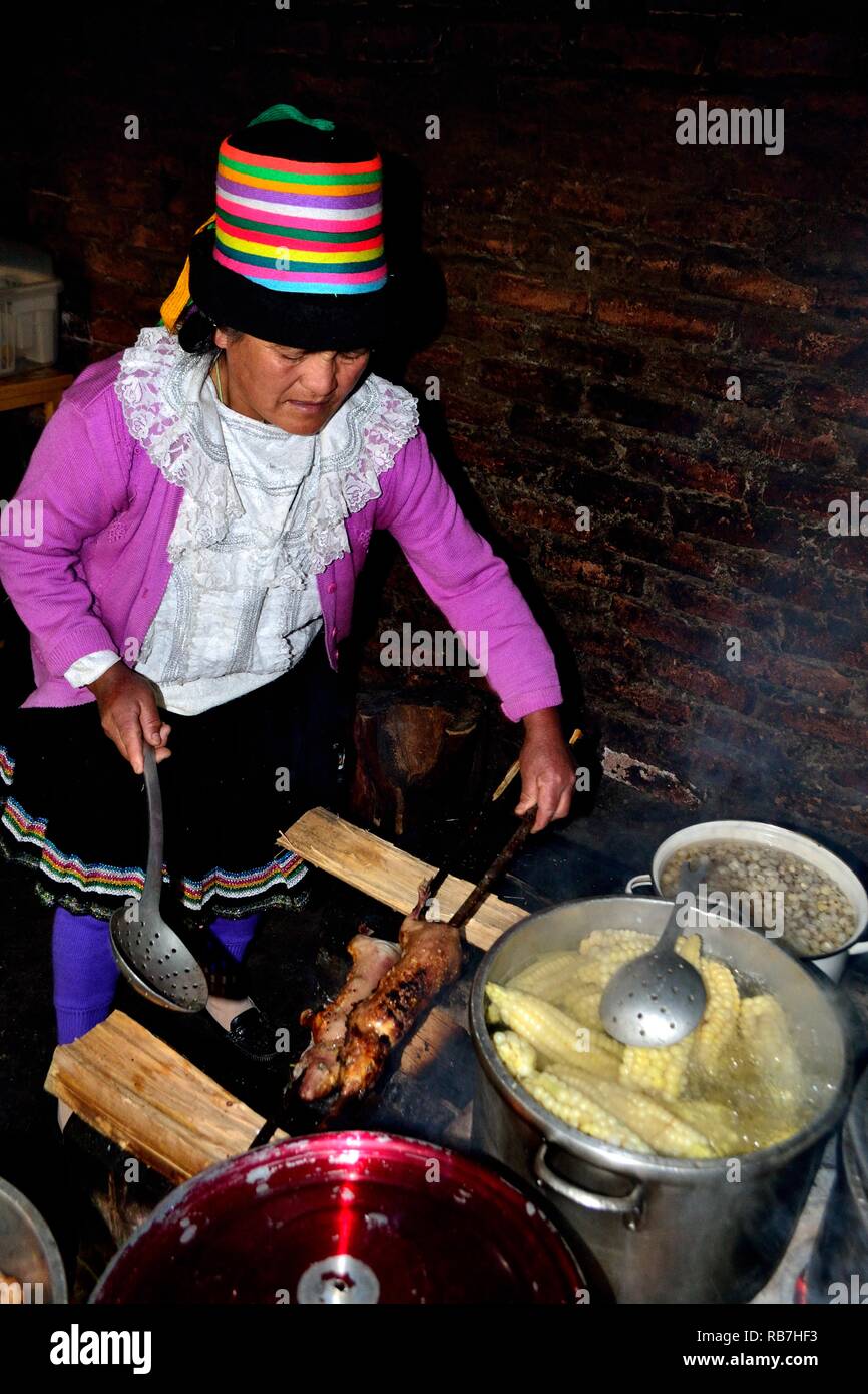 Grilled Cuy - Peasant community restaurant - Llanganuco lagoons  - National park HUASCARAN. Department of Ancash.PERU             Stock Photo