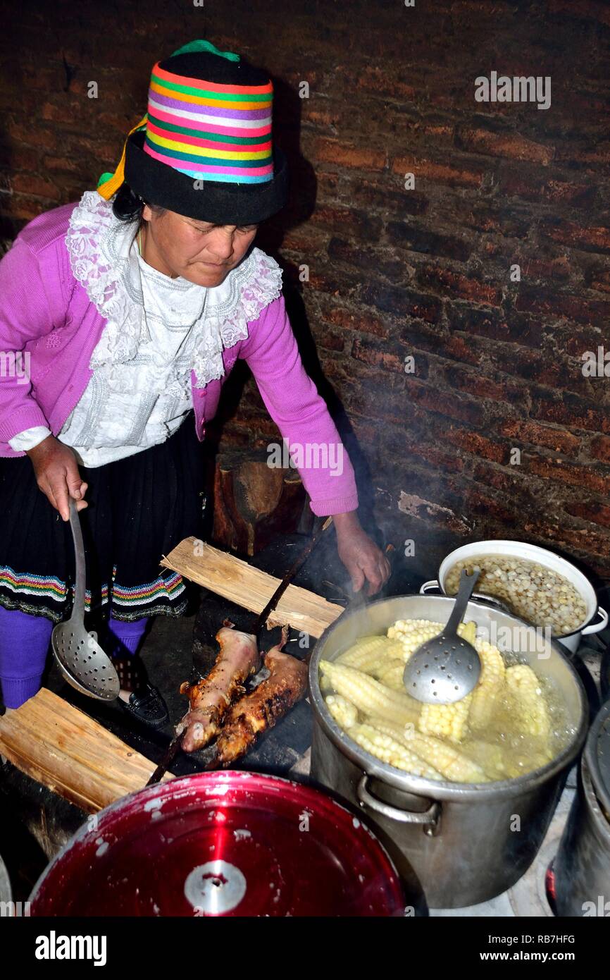 Grilled Cuy - Peasant community restaurant - Llanganuco lagoons  - National park HUASCARAN. Department of Ancash.PERU             Stock Photo