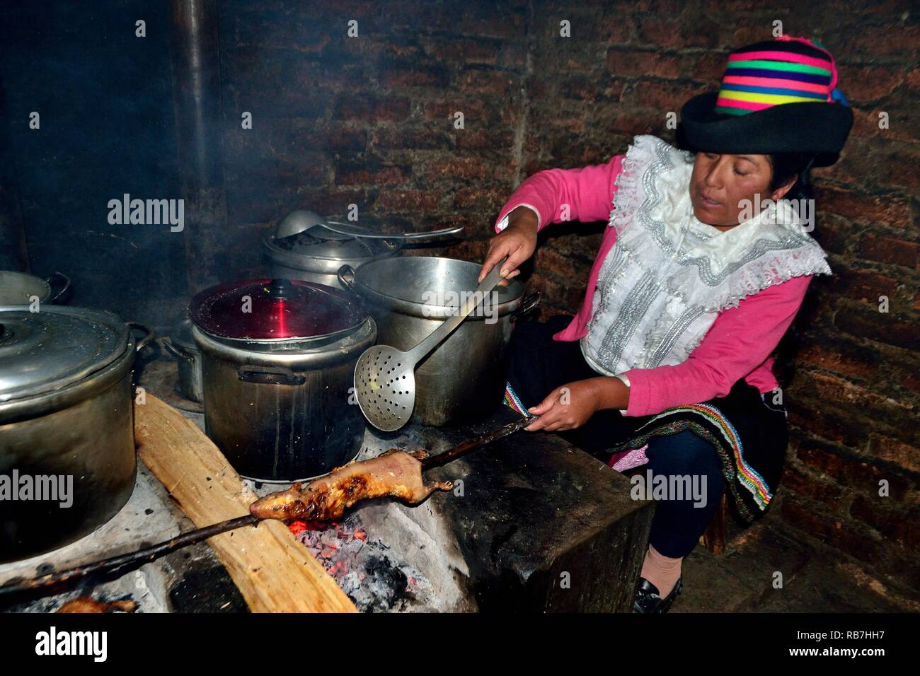 Grilled Cuy - Peasant community restaurant - Llanganuco lagoons  - National park HUASCARAN. Department of Ancash.PERU             Stock Photo