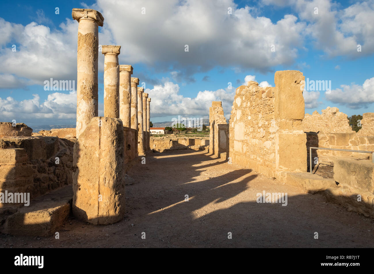 Ruins of Paphos Agora, Paphos Archaeological Park, Cyprus Stock Photo
