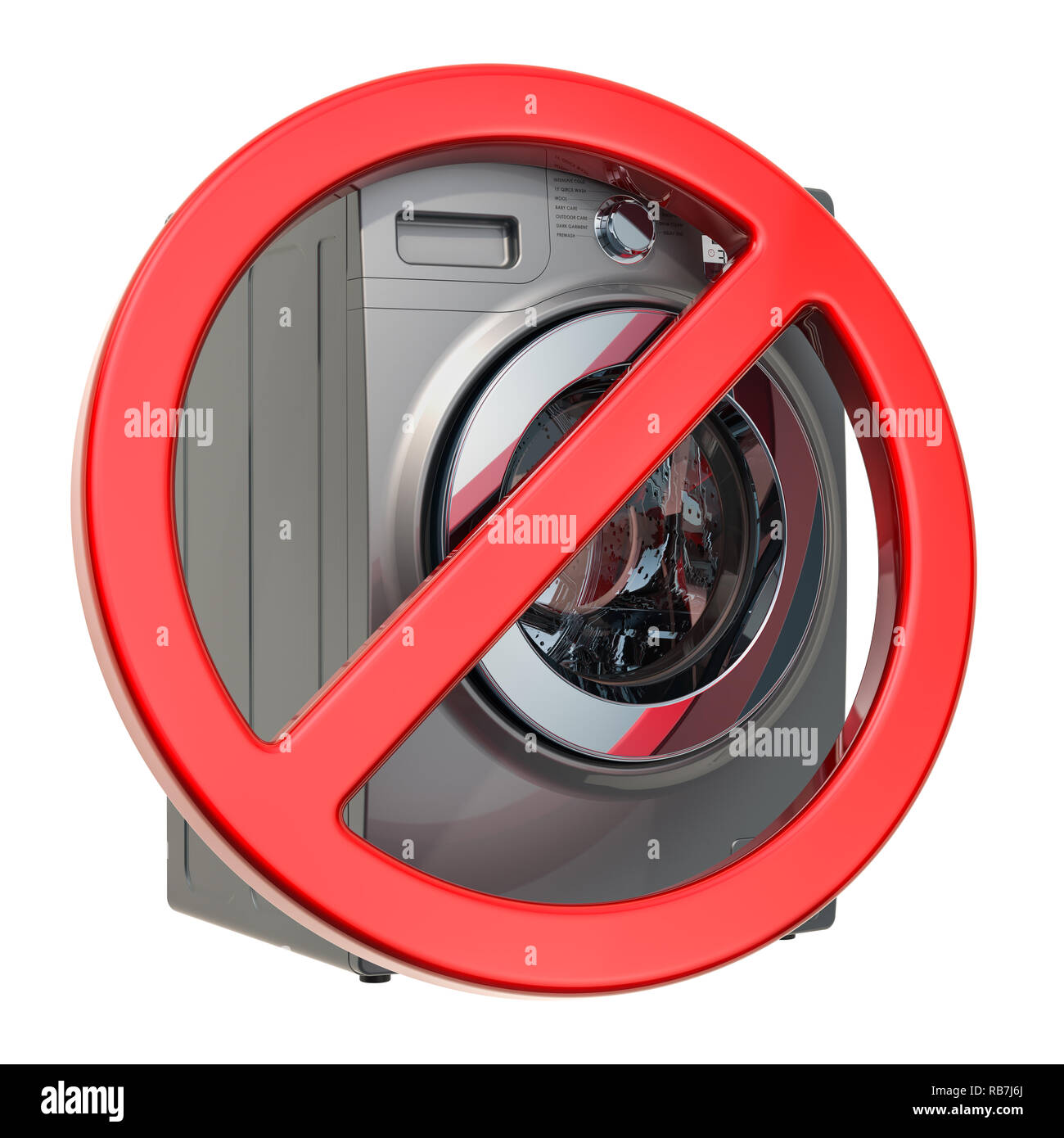 Do not wash in washing machine sign. 3D rendering isolated on white