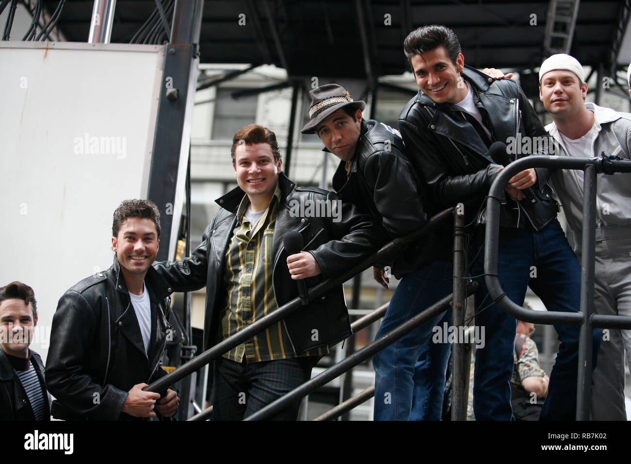 Ryan Patrick Binder & Ace Young & Keven Quillon, Jose Restrepo & Derek Keeling ( GREASE ) attending BROADWAY on BROADWAY 2008 in Times Square, New York City. September 14, 2008 Credit: Walter McBride/MediaPunch Stock Photo