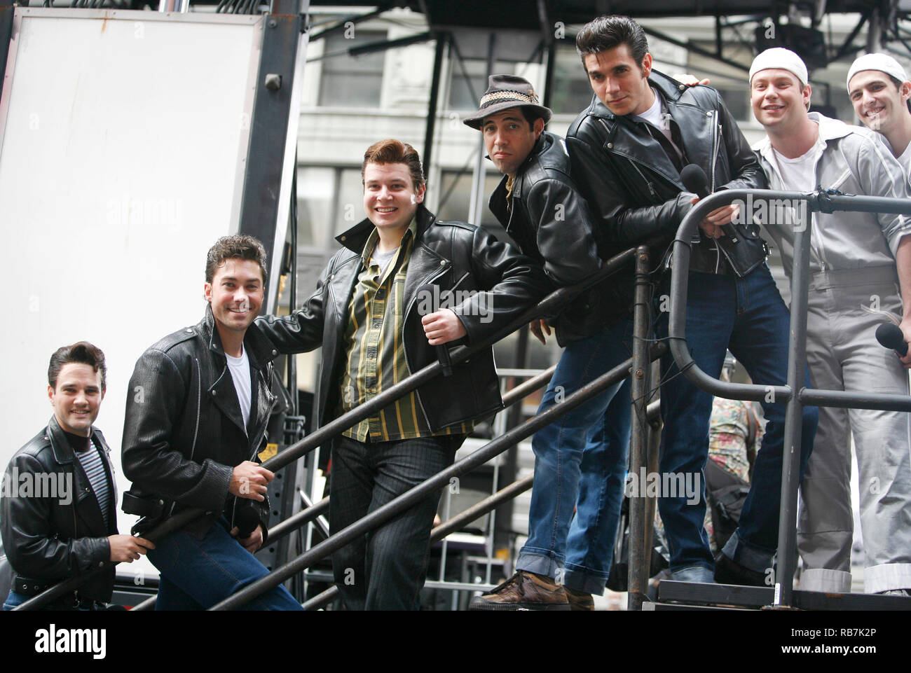 Ryan Patrick Binder & Ace Young & Keven Quillon, Jose Restrepo & Derek Keeling ( GREASE ) attending BROADWAY on BROADWAY 2008 in Times Square, New York City. September 14, 2008 Credit: Walter McBride/MediaPunch Stock Photo