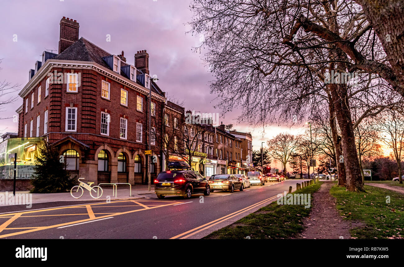 Sunset on Belvue Road Wandsworth Common London UK Stock Photo Alamy