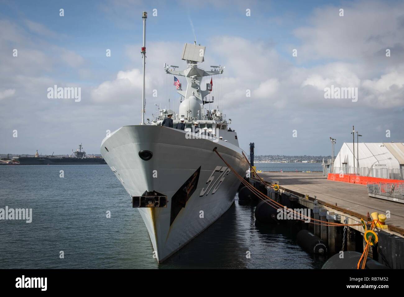 SAN DIEGO (Dec. 6, 2016) The Jiangkai II-class frigate Daqing (FFG 576) arrives in San Diego for routine port visit. Rear Adm. Jay Bynum, commander of Carrier Strike Group Nine, is hosting three People’s Liberation Army (Navy) ships during a routine port visit in San Diego. Stock Photo