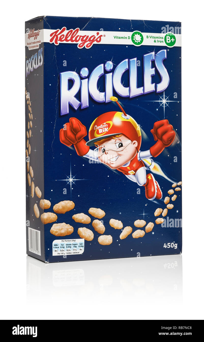 A 450g box of Kellogg's Ricicles breakfast cereal Stock Photo