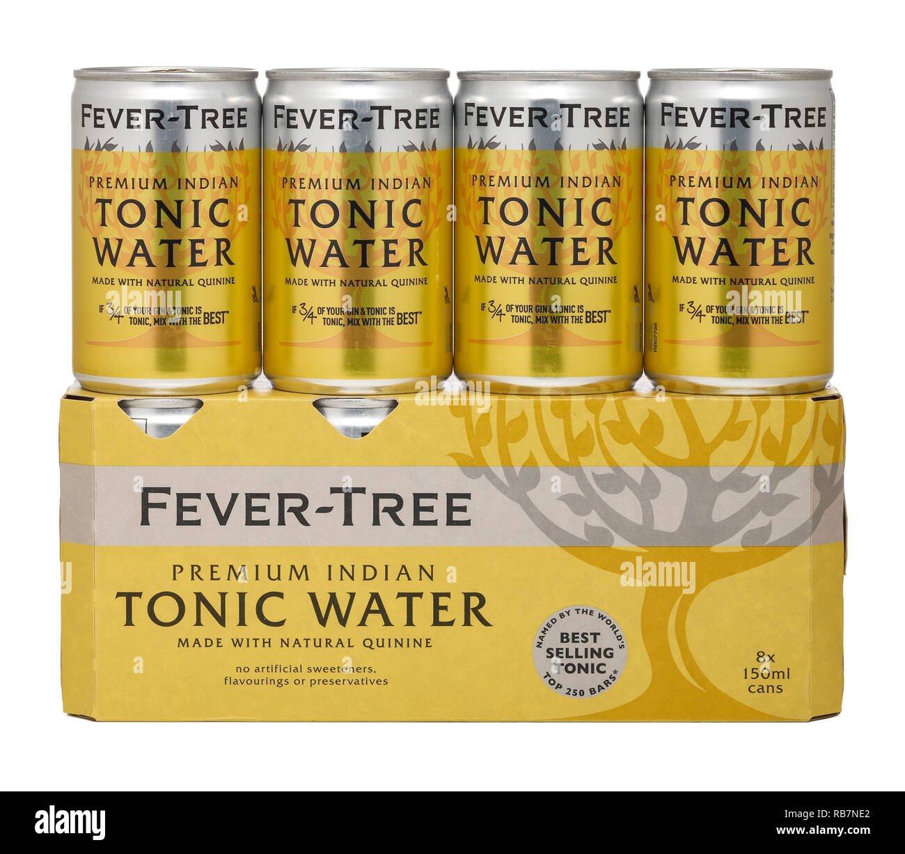 150ml cans of Fevertree Premium Indian Tonic Water Stock Photo