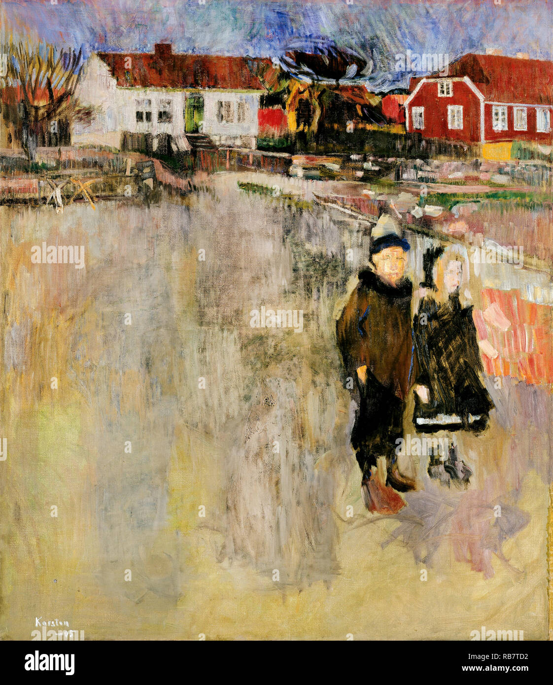 Ludvig Karsten, Spring Evening at Ula 1905 Oil on canvas, National Gallery of Norway, Oslo, Norway. Stock Photo