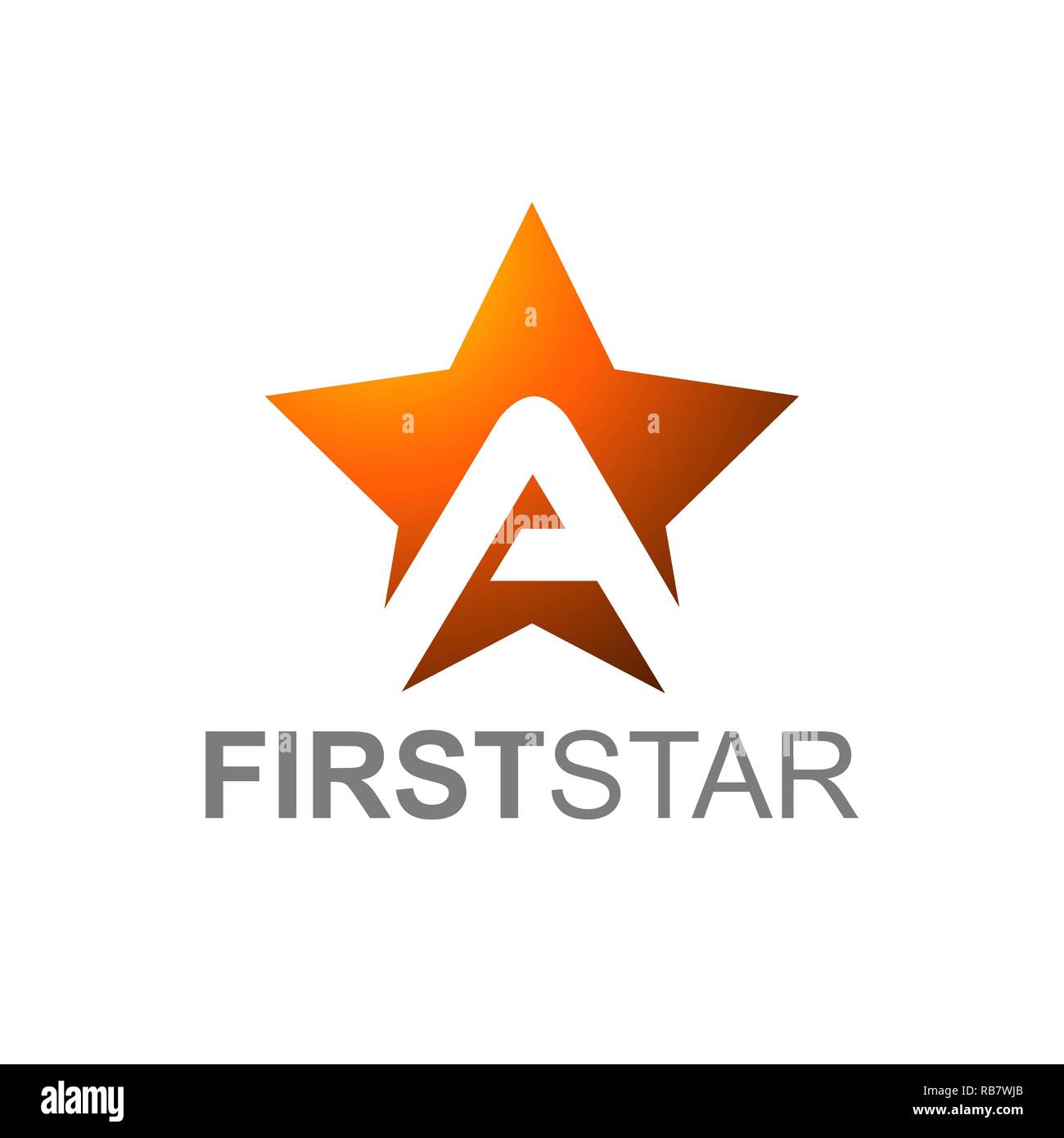 Orange Star Logo With Letter A with first star text in white Background Stock Vector
