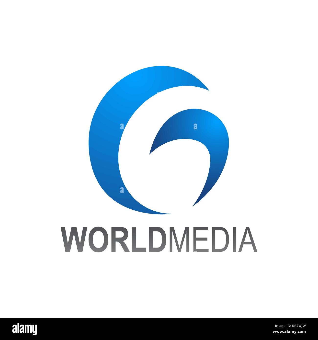 Abstract letter G World media globe logo template vector illustration. Blue Grey color Stock Vector