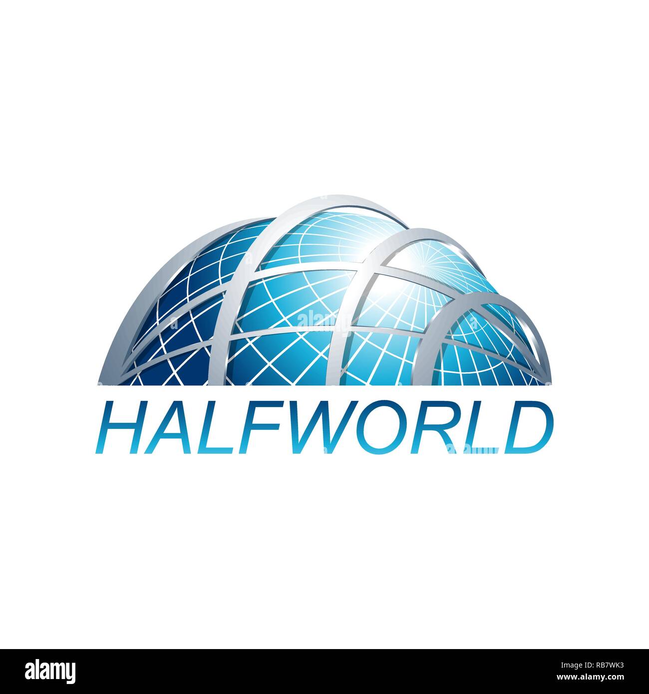 Abstract  three dimensional Half World globe logo template vector illustration. Blue Grey color Stock Vector
