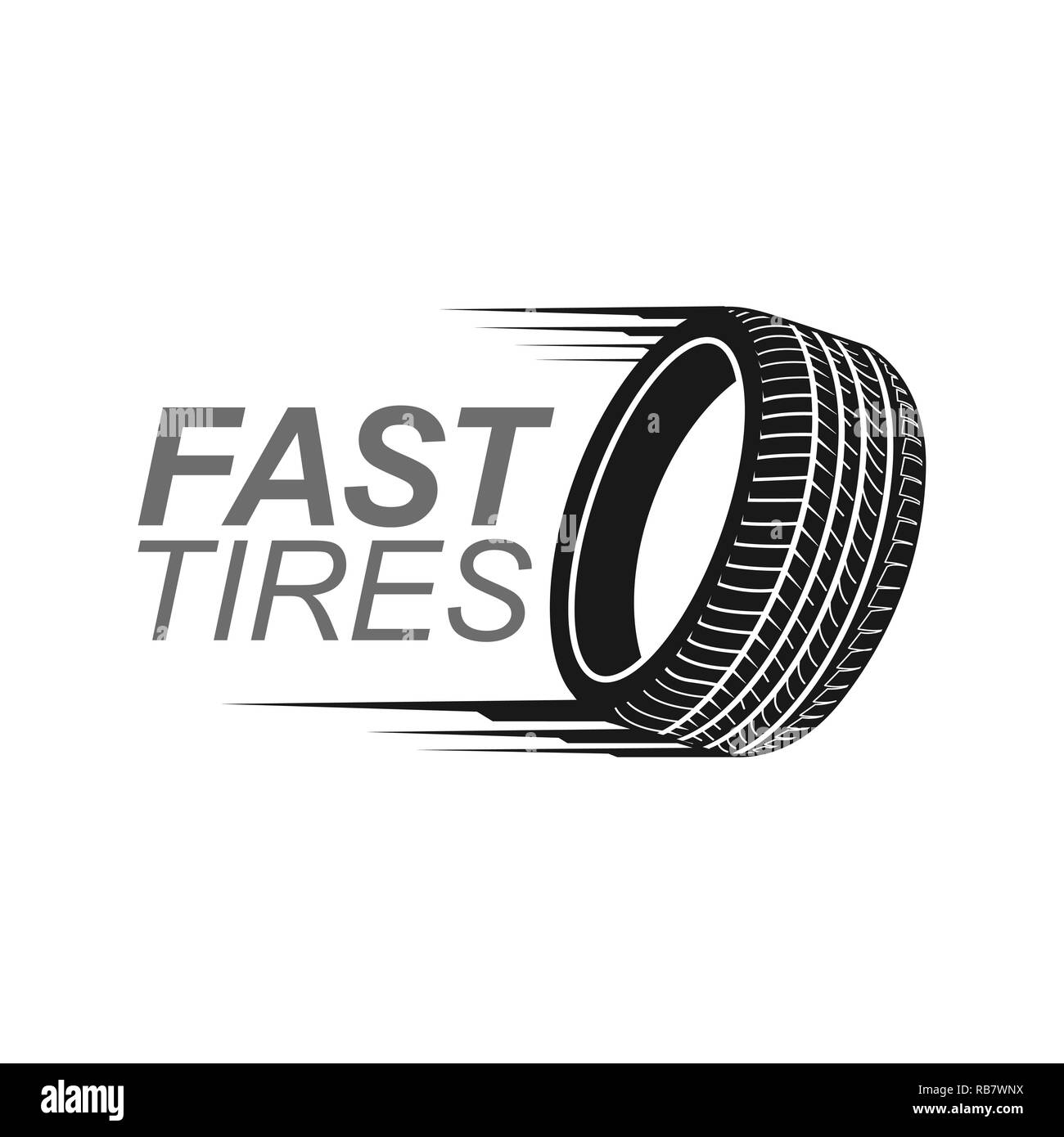 Illustration fast tires in black color logo concept design template idea Stock Vector