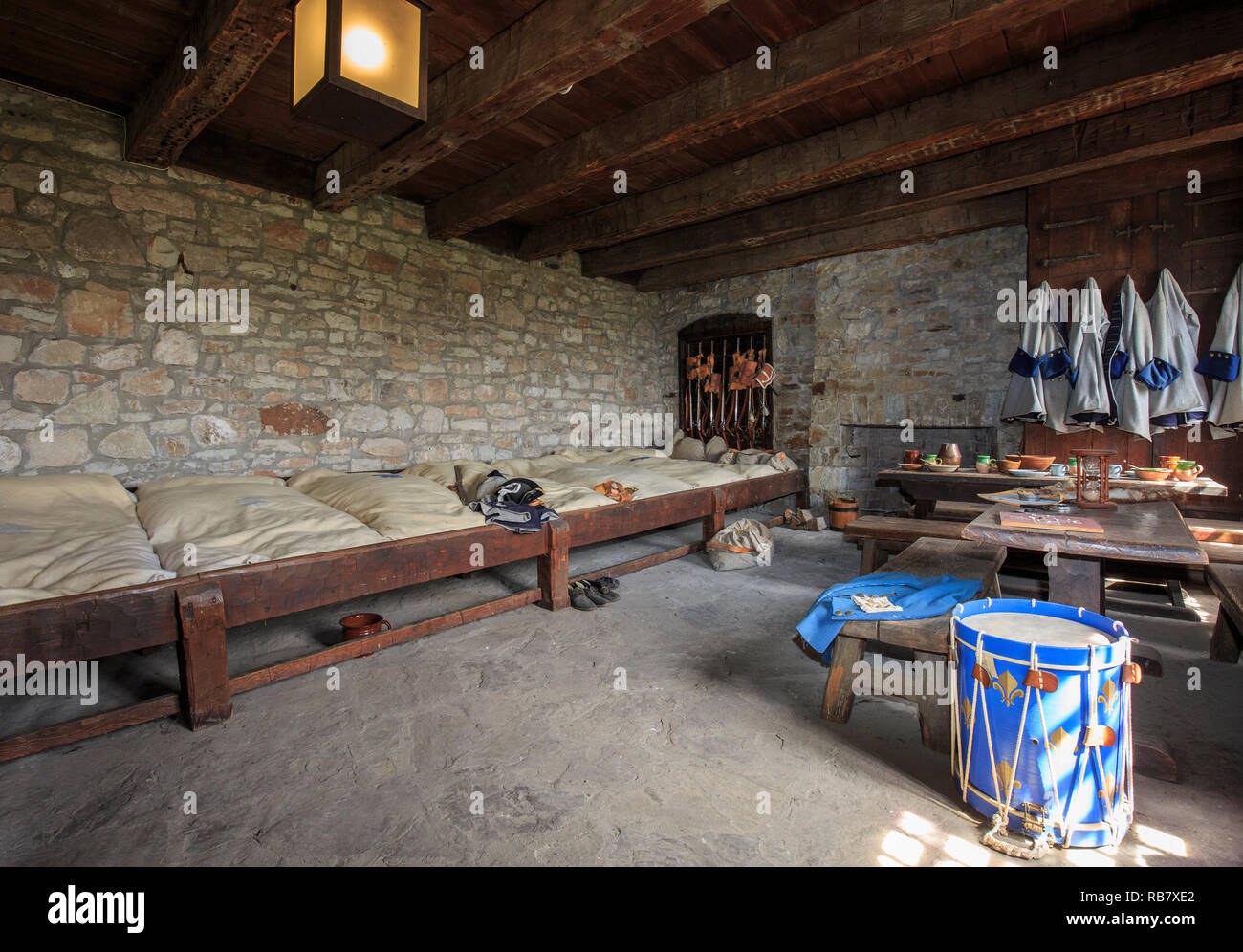 Restored barracks at Old Fort Niagara State Park. Stock Photo