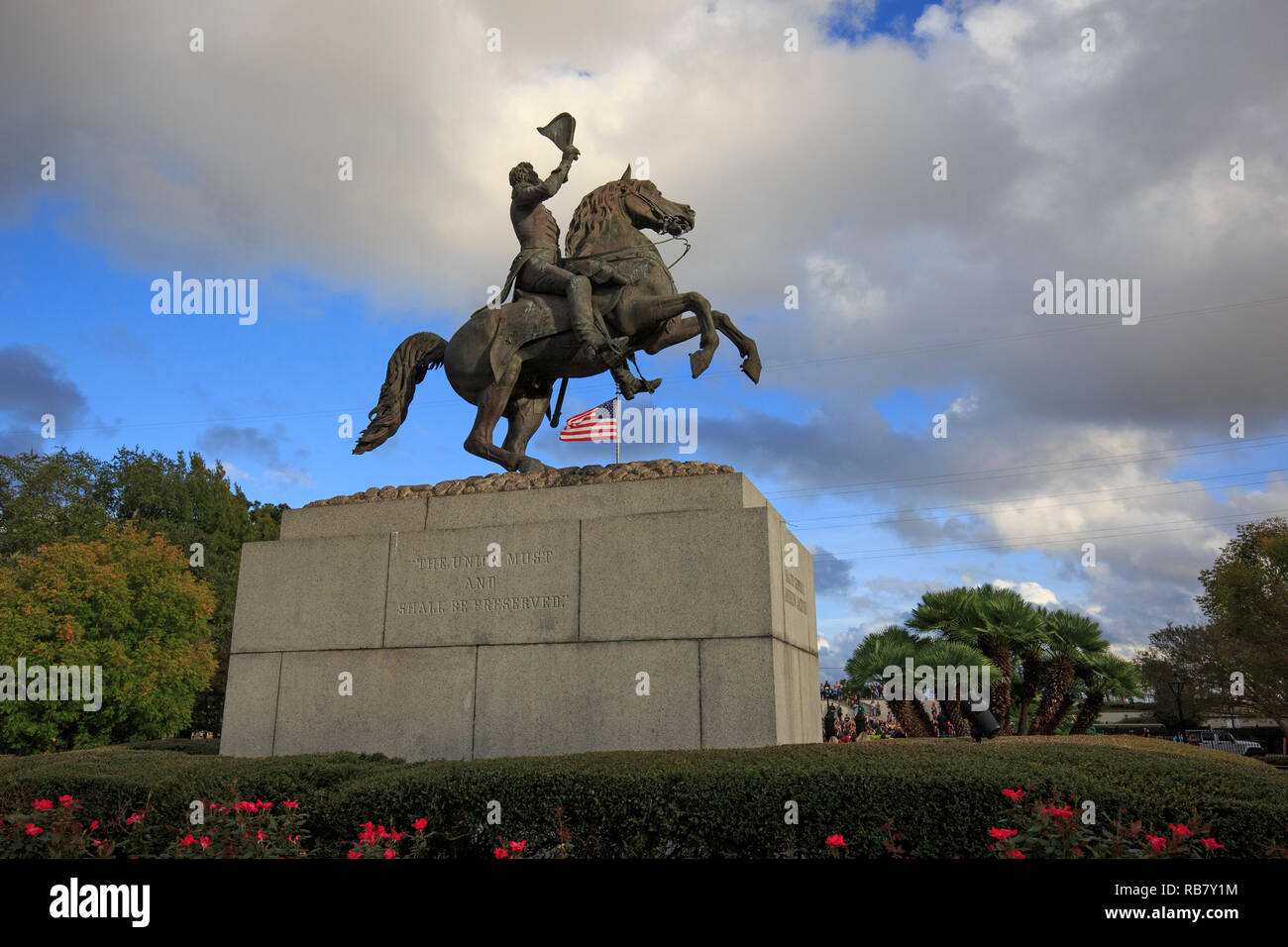 Jackson Square with Statue of Andrew Jackson, French Quarter of New Orleans. Stock Photo
