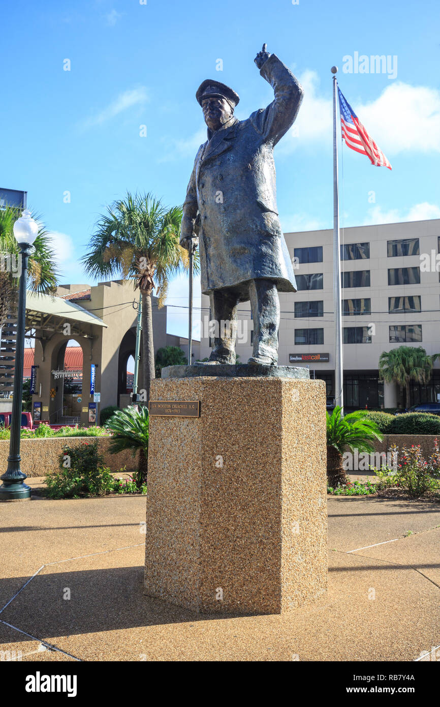 Statue of Sir Winston Churchill in downtown New Orleans, Louisiana