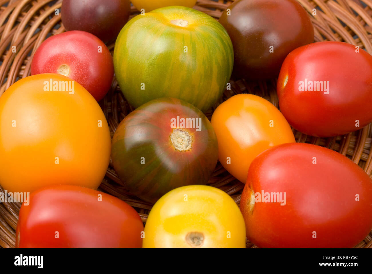 Tomatoes in Basket Stock Photo Alamy