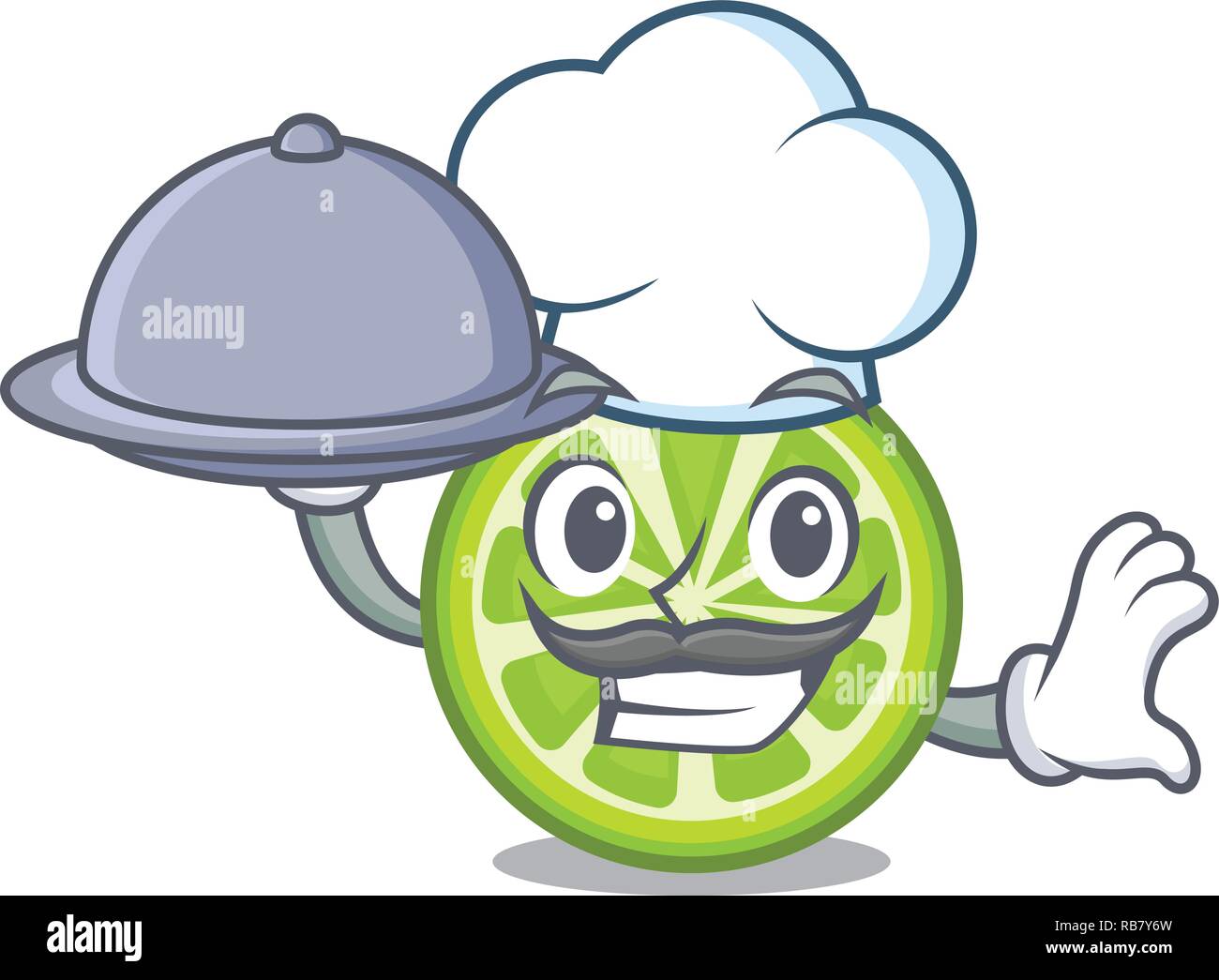 Chef with food green lemon slices in character fridge Stock Vector ...