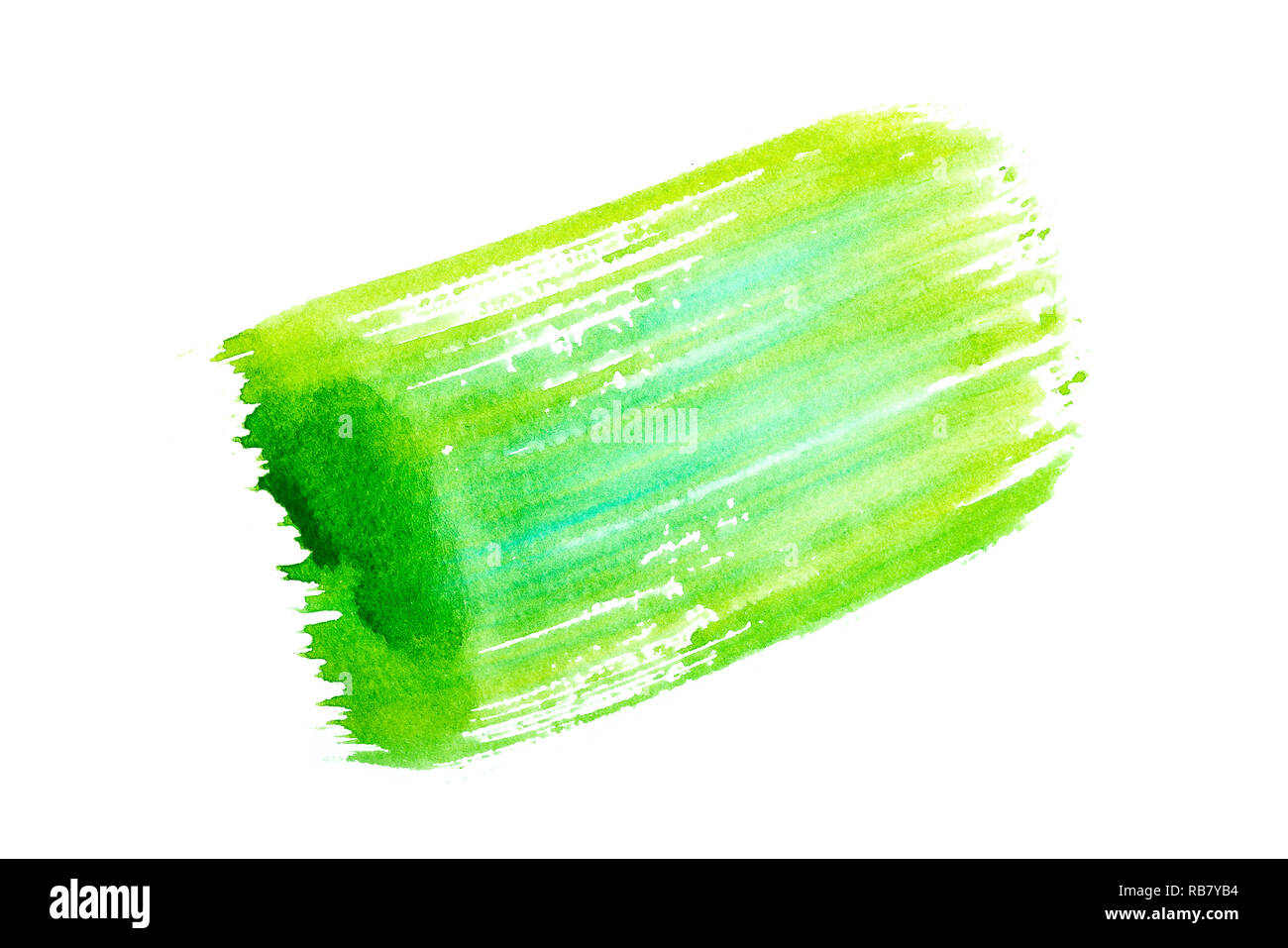 Single watercolor brush stroke isolated on white background Stock Photo