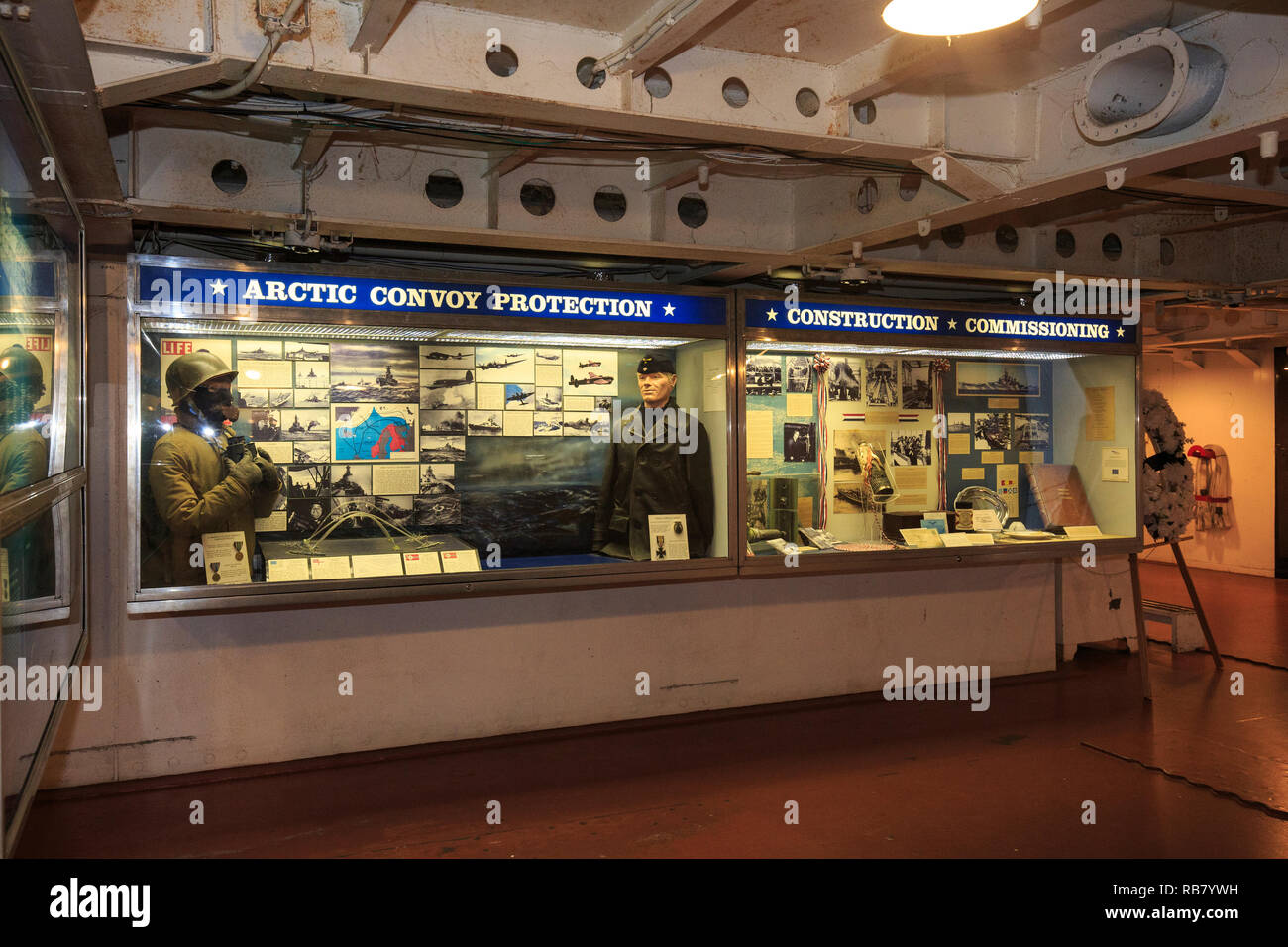 Historical display on the retired battleship U.S.S. Alabama Stock Photo