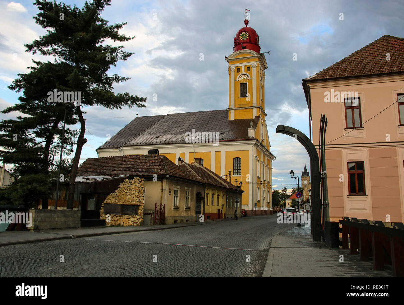 BAIA MARE, ROMANIA - JULY 24, 2018:One of the streets old part of the city Baia Mare in the Transylvania region is the administrative center of Maramu Stock Photo
