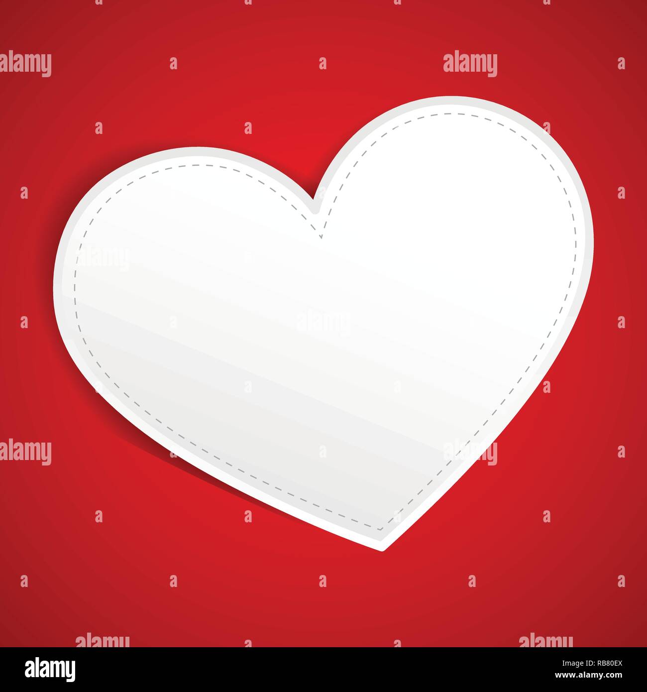 white paper heart tag on red background vector illustration EPS10 Stock ...