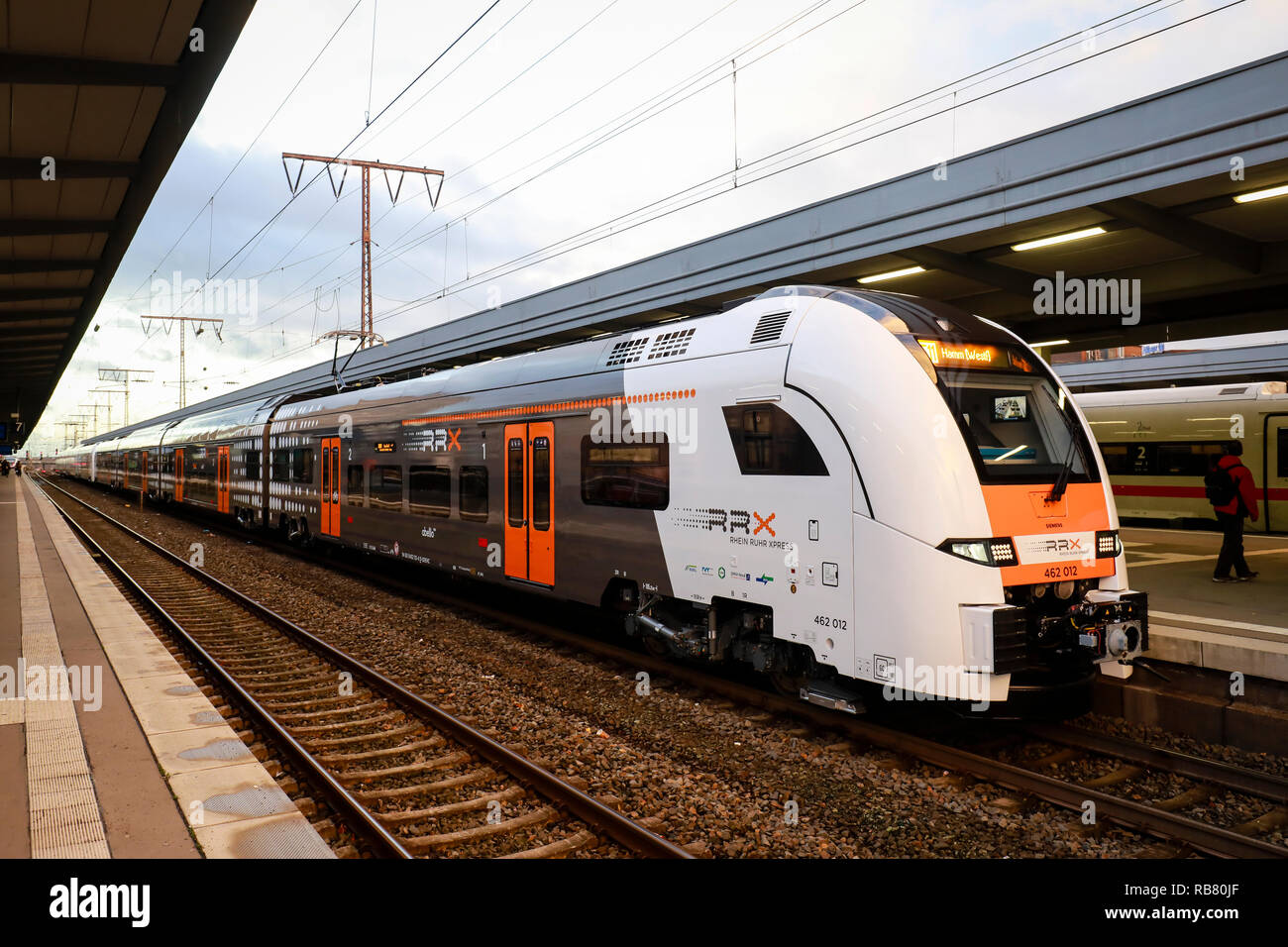 Essen, North Rhine-Westphalia, Ruhr area, Germany - The new RRX, Rhein-Ruhr-Express is located at Essen Central Station. Essen, Nordrhein-Westfalen, R Stock Photo