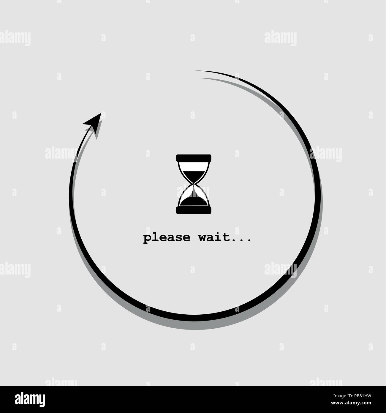 loading please wait infographic with hourglass in a circle vector illustration EPS10 Stock Vector