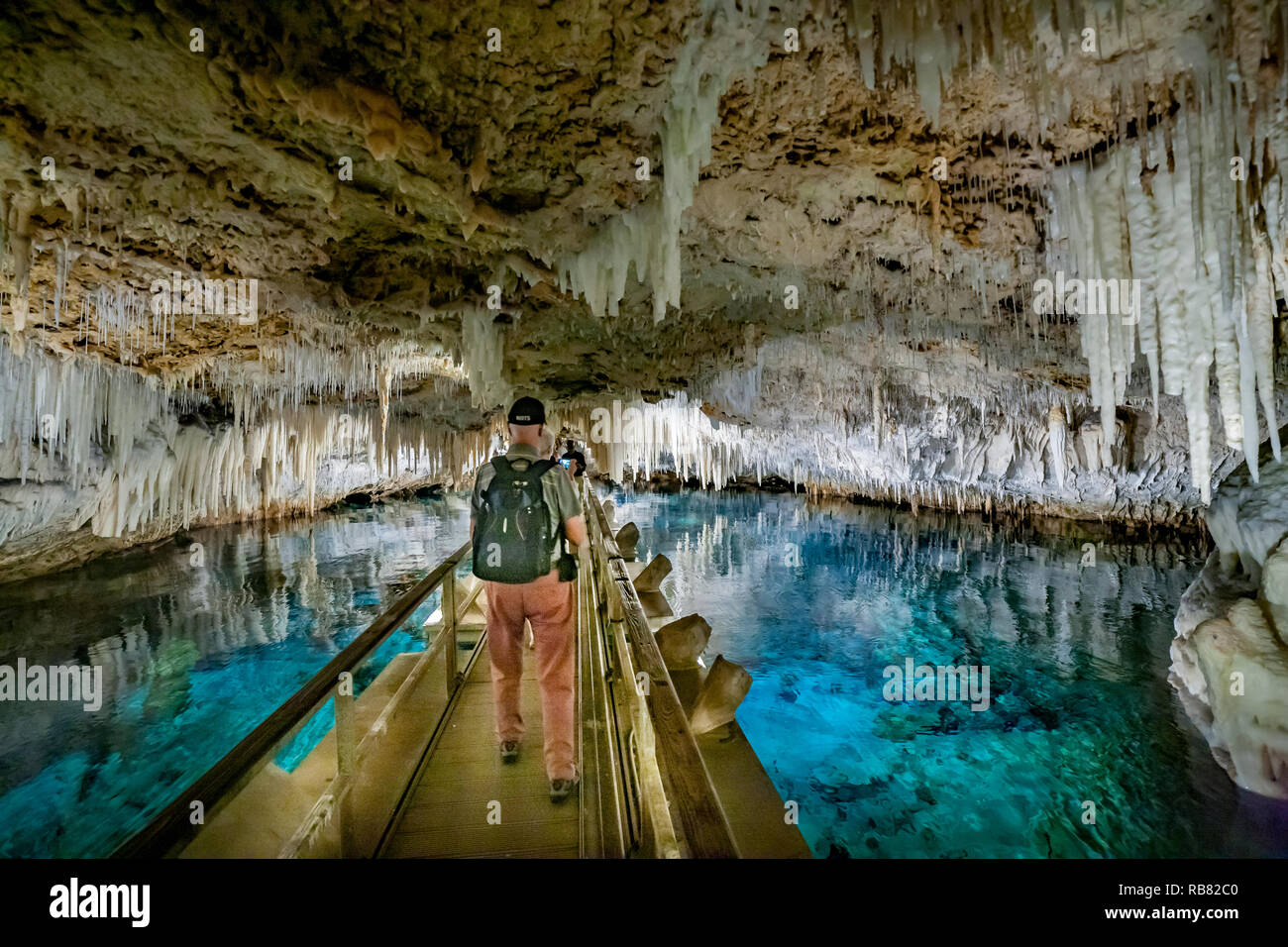 Hamilton, Burmuda. Crystal caves is one of Bermuda's must see natural wonders. Stock Photo