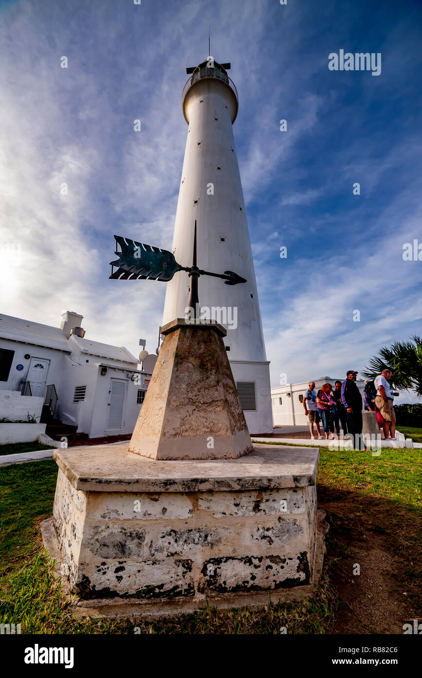 Built in 1844 by the Royal Engineers, the Gibbs Hill Lighthouse Bermuda, is one of the first lighthouses in the world to be made of cast-iron. Stock Photo