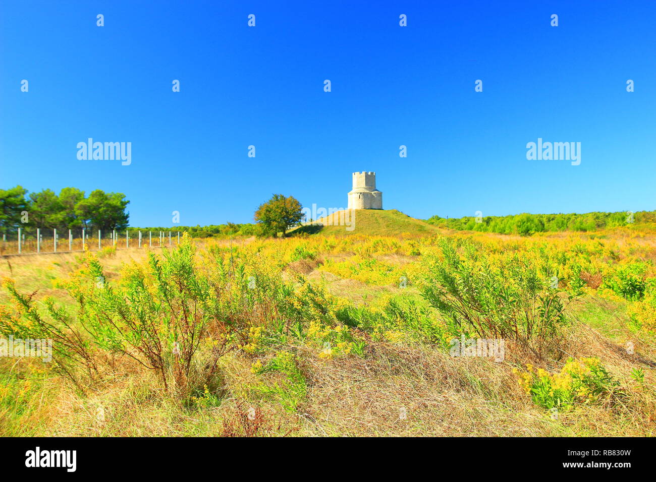 Nin, Croatia, old stoned Church of St. Nicholas, famous touristic attraction Stock Photo