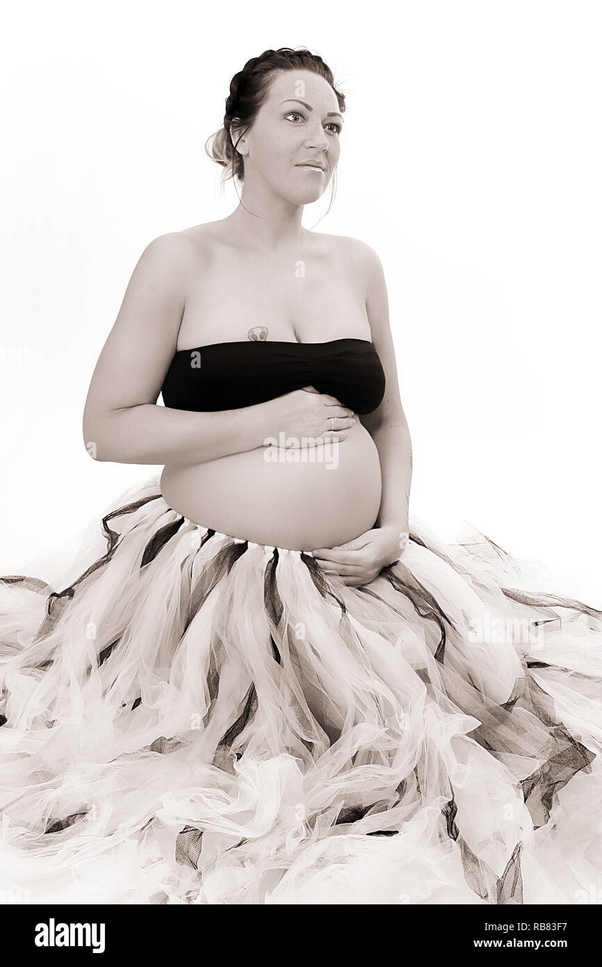 36 weeks pregnant, child birth Stock Photo